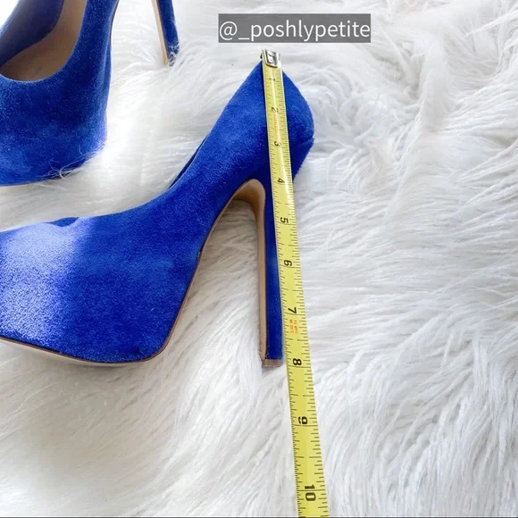 Steve Madden blue suede pump chunky platform heels - Picture 11 of 15